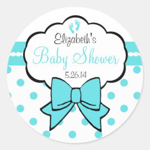Robins Egg Blue Polka Dots-Baby Dusche Runder Aufkleber