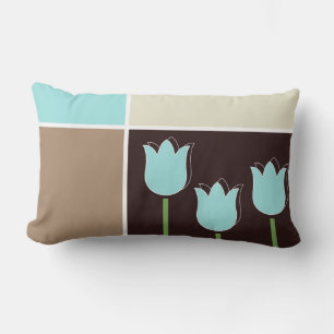 Robins Egg Blue Tulip Geometric Form Braune Creme Lendenkissen
