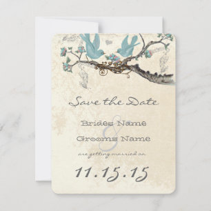 Robin's Egg Blue Vintag Birds Save the Date