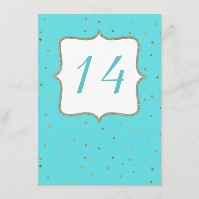 Robins Egg Blue Wedding Reception Tischnummer (Vorderseite)