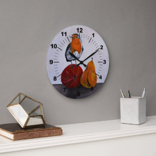 Robins flüchtiger Besuch Gemälde von Alfred Fox Große Wanduhr