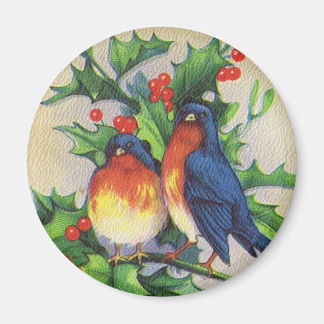 Robins & Holly Christmas Magnet (Vorne)