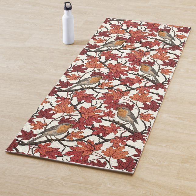 Robins in maple tree on off white yogamatte (Beispiel)