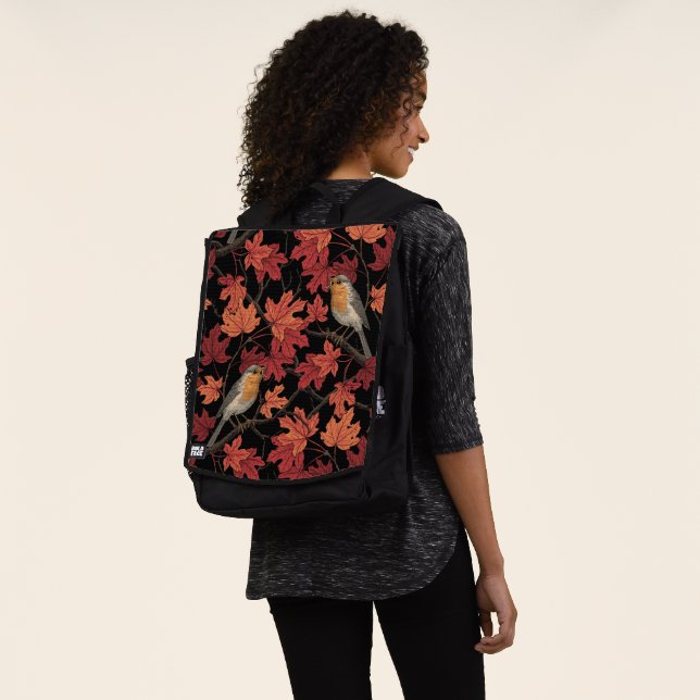 Robins in maple tree rucksack (Ausgewaschen)