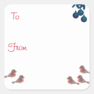 Robins und heilige niedliche Weihnachten Quadratischer Aufkleber