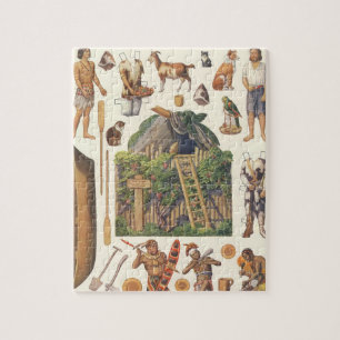 Robinson Crusoe, Vintage viktorianisches Papierpup Puzzle