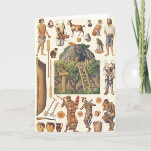 Robinson Crusoe, Vintages Viktorianisches Papierpu Karte