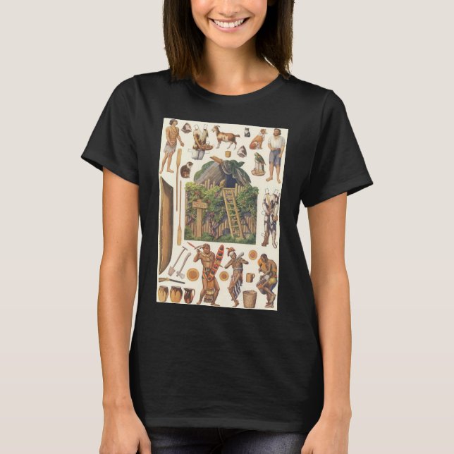 Robinson Crusoe, Vintages Viktorianisches Papierpu T-Shirt (Vorderseite)