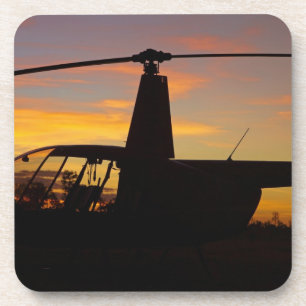 Robinson R44 Hubschrauber bei Sonnenuntergang Untersetzer