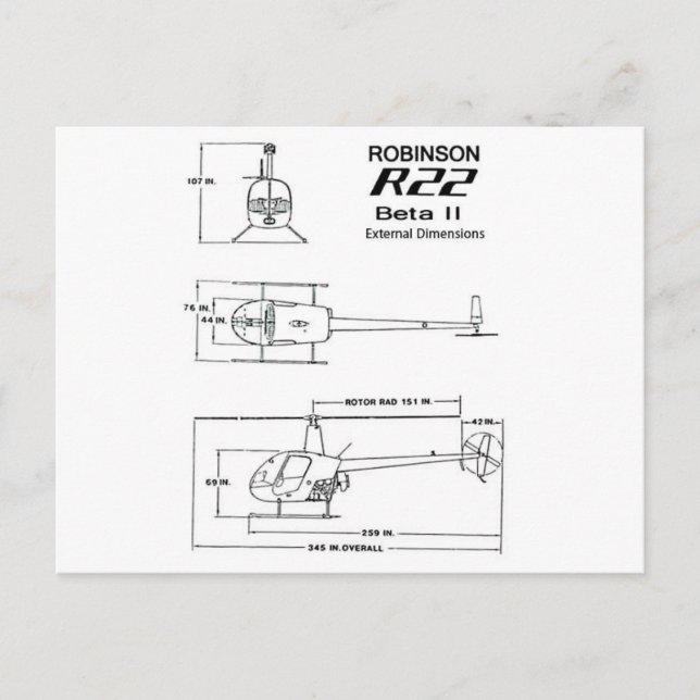 Robinson R-22 Postkarte (Vorderseite)