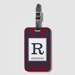 Robinson Tartan Navy Kariertes Muster Blau und Rot Gepäckanhänger