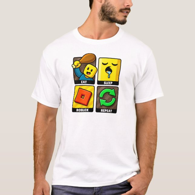 Roblox Eat Sleep Repeat Funny Gamer T-Shirt (Vorderseite)