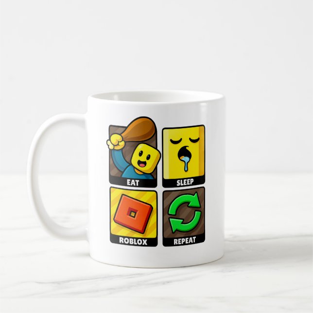 Roblox Eat Sleep Repeat Lustiger Gamer Kaffeetasse (Links)