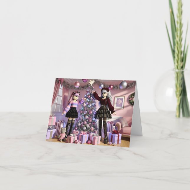 Robloxos Emo Girls Weihnachtskarte Dankeskarte (Vorderseite)