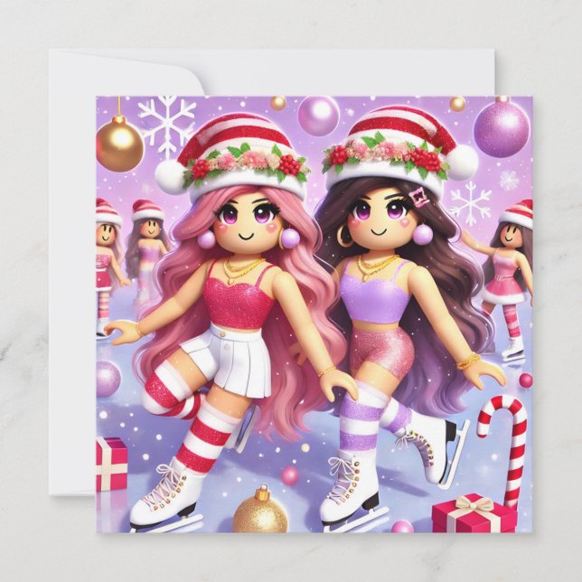 Robloxo's Teen Girls Hübsche Weihnachtskarte Feiertagskarte (Vorderseite)