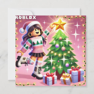 Robloxo's Teen Girls Pink Weihnachtskarte Feiertagskarte