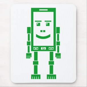 Robo Phone - Grass Green on White Mousepad