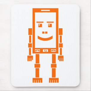 Robo Phone - Orange on White Mousepad