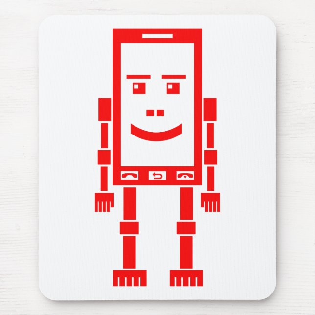 Robo Phone - Red on White Mousepad (Vorne)