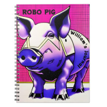 ROBO PIG Journal. Bearbeitbarer Text. Notizbuch