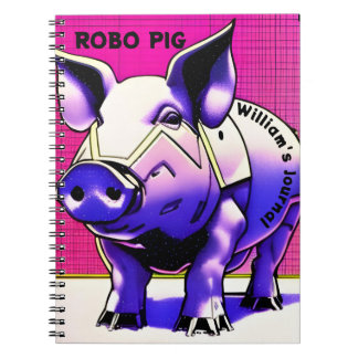 ROBO PIG Journal. Bearbeitbarer Text. Notizbuch Notizblock