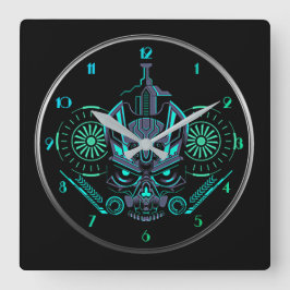 Robo Skull Quadratische Wanduhr