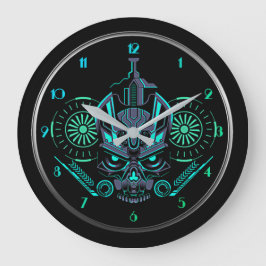 Robo Skull Round Große Wanduhr