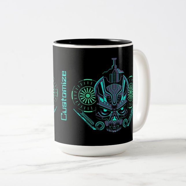 Robo Skull Zweifarbige Tasse (VorderseiteRechts)