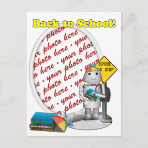 Robo-x9 Goes Back to School Photo Frame Postkarte