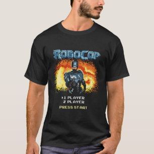 Robocop Video Game Start Menü Pixel Portrait T-Shirt