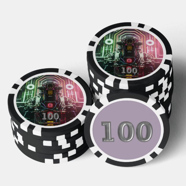 Robot 1 Black 100 Striped Poker Chip (Stapel)