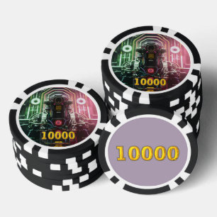 Robot 1 Black gold 10000 gestreifter Poker-Chip Pokerchips