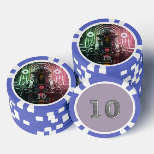 Robot 1 blauer 10-Streifen-Poker-Chip Pokerchips