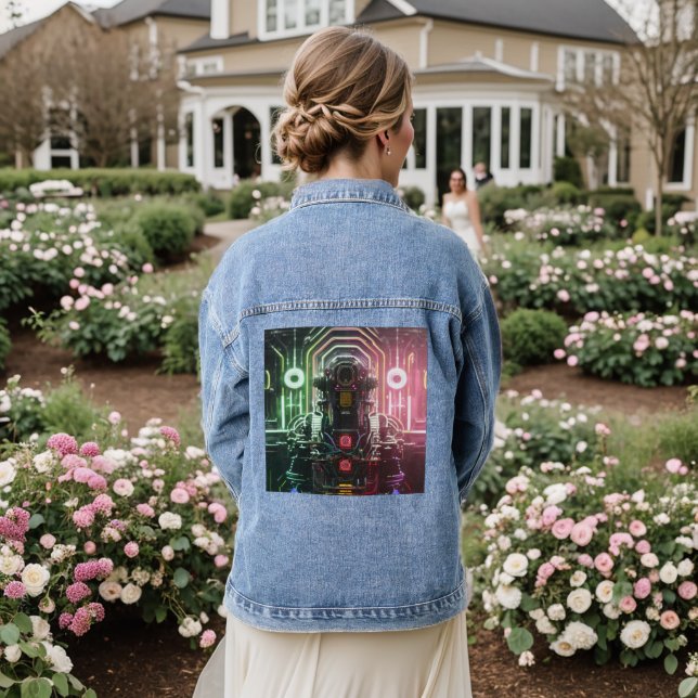 Robot 1 Damen-Jeans Jeansjacke (Hochzeit Rückseite)