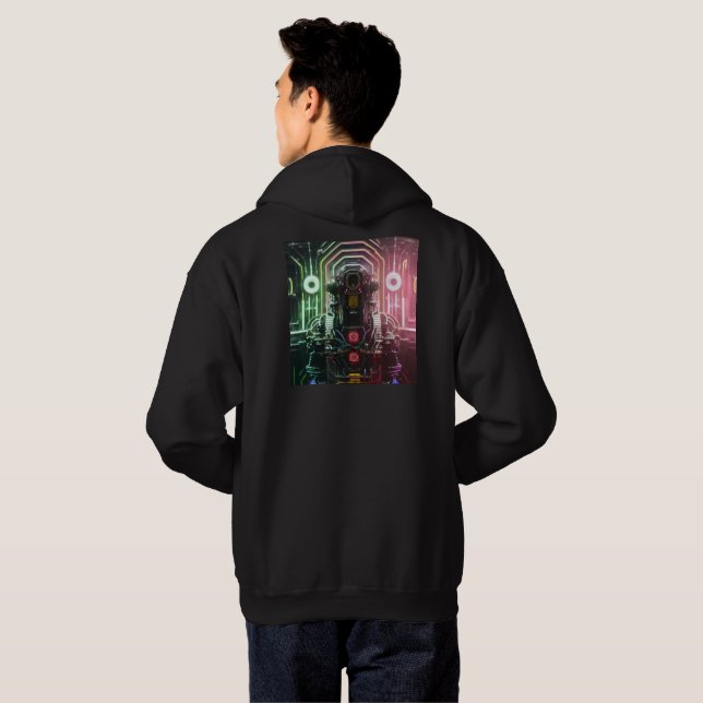 Robot 1 men Schwarz gekleidetes Sweatshirt zurück (Schwarz voll)