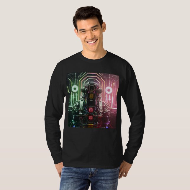 Robot 1 men Schwarzer Langärmel-T - Shirt (Vorne ganz)