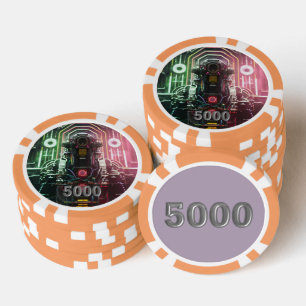 Robot 1 orange 5000 gestreifter Poker-Chip Pokerchips