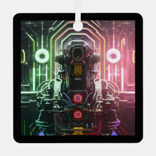 Robot-1-Quadratzer Ornament Aus Metall