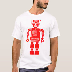Robot 270620/04 - Roter und Weißer T - Shirt