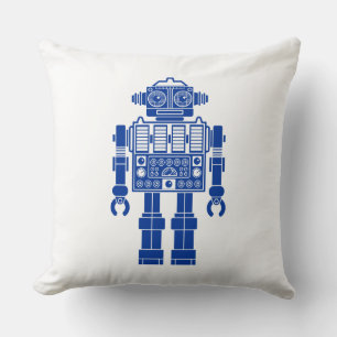 Robot 270620/08 - Navy Blue and White Throw Pillow Kissen