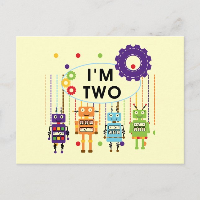 Robot 2. Geburtstagsgeschenke Postkarte (Vorderseite)
