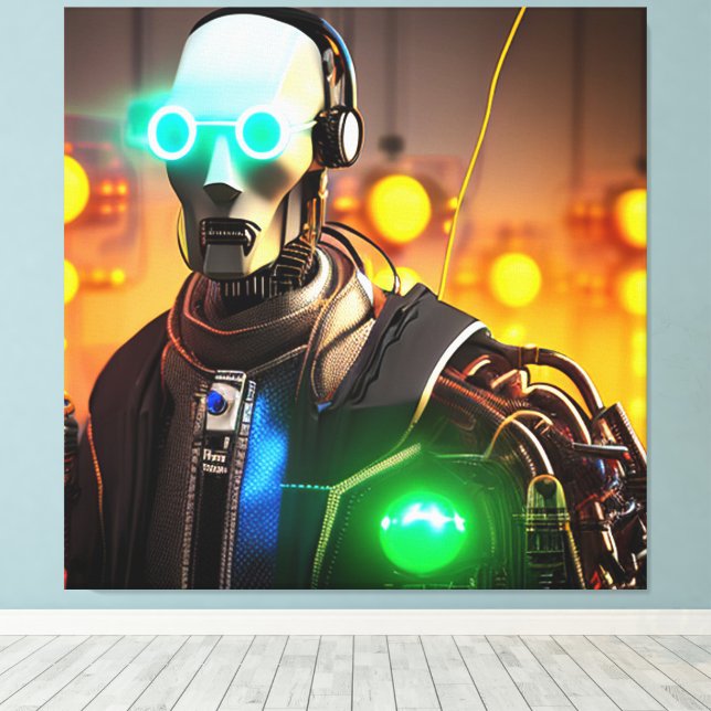 Robot-2-Leinwand Leinwanddruck (Insitu (Holzboden))