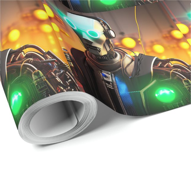 Robot-2-Mattpapier Geschenkpapier (Rolleneckpunkt)