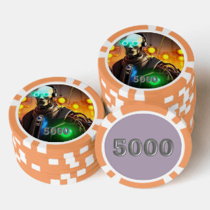 Robot 2 orange 5000 gestreifter Poker-Chip Pokerchips