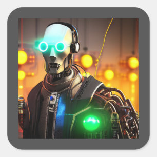 Robot-2-Quadratzer Quadratischer Aufkleber