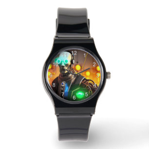 Robot 2 schwarze Silikon-Armbanduhr mit Zahlen Armbanduhr