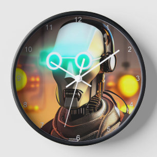Robot 2 schwarze Wanduhr mit Zahlen