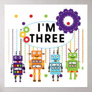 Robot 3. Geburtstag T Shirts und Geschenke Poster