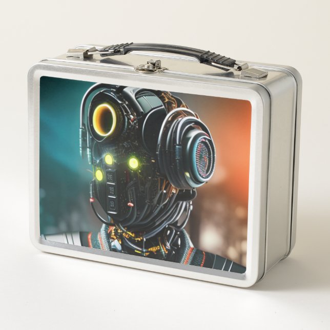Robot-3-Lunchbox Metall Brotdose (Vorderseite)