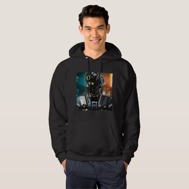 Robot 3 men Schwarz-Kapuzenpullover Hoodie (Vorne ganz)